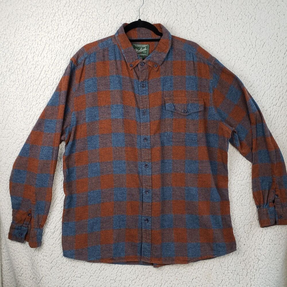 Woolrich Flannel Shirt Mens XXL Red Blue Plaid Cotton Outdoor Gorpcore 52x30